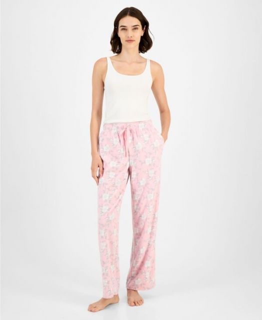 送料無料 チャータークラブ レディース ナイトウェア アンダーウェア Women s Printed Fleece Pajama Pants Pink