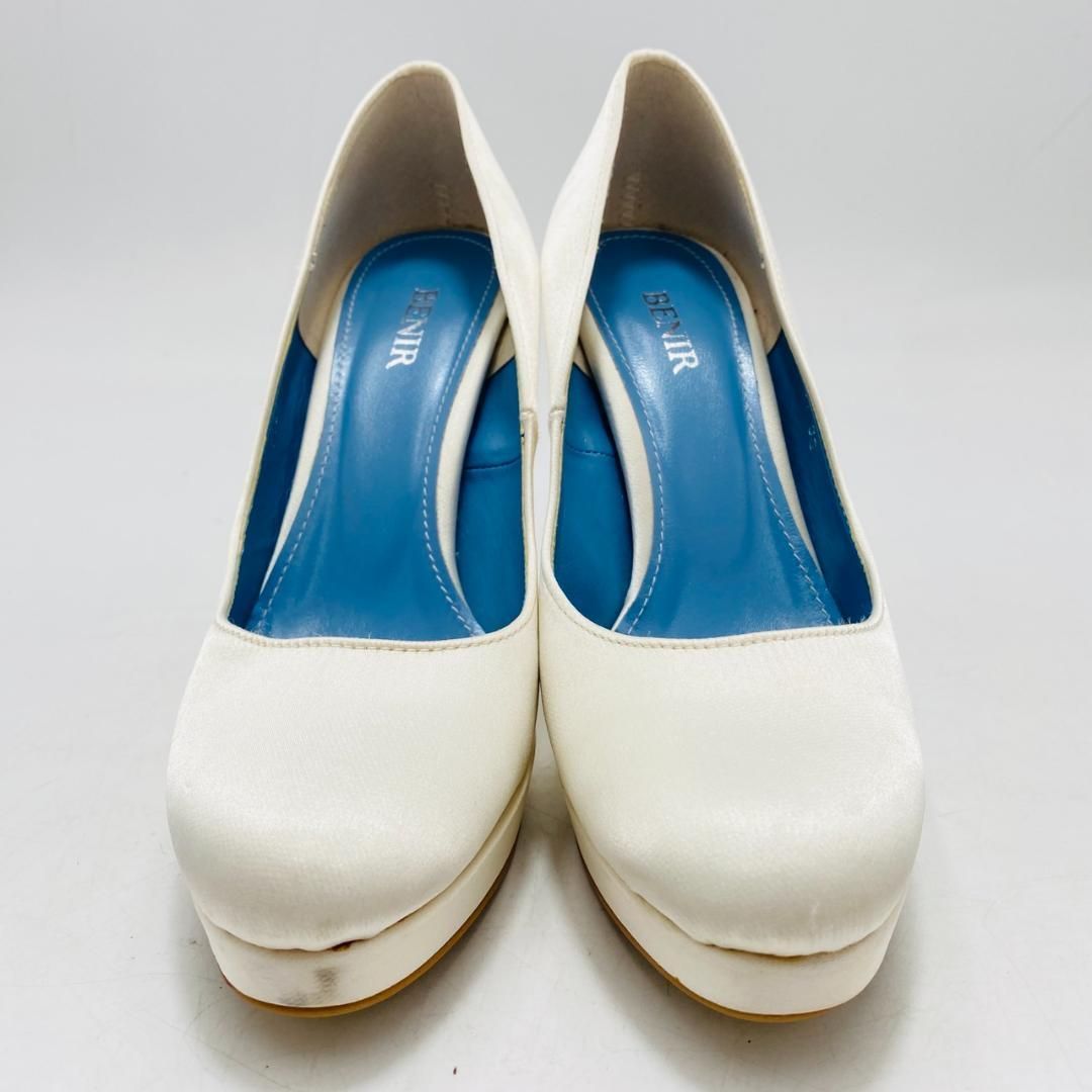 BENIRサテンパンプス 12cmヒール ブライダルシューズ Satin / Open Toe / 12cm / WH 【0121 WH】 – BENIR