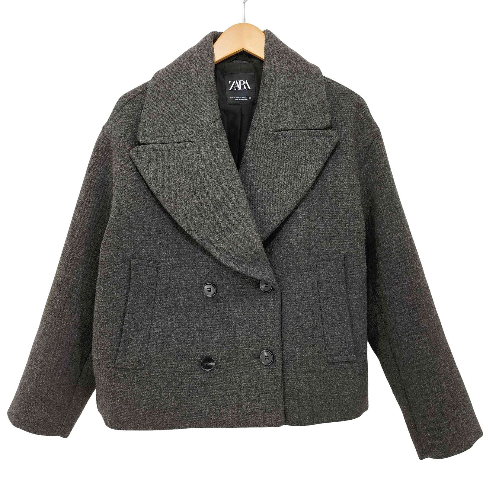 ザラ ZARA ショート丈 ダブルブレストコート レディース import