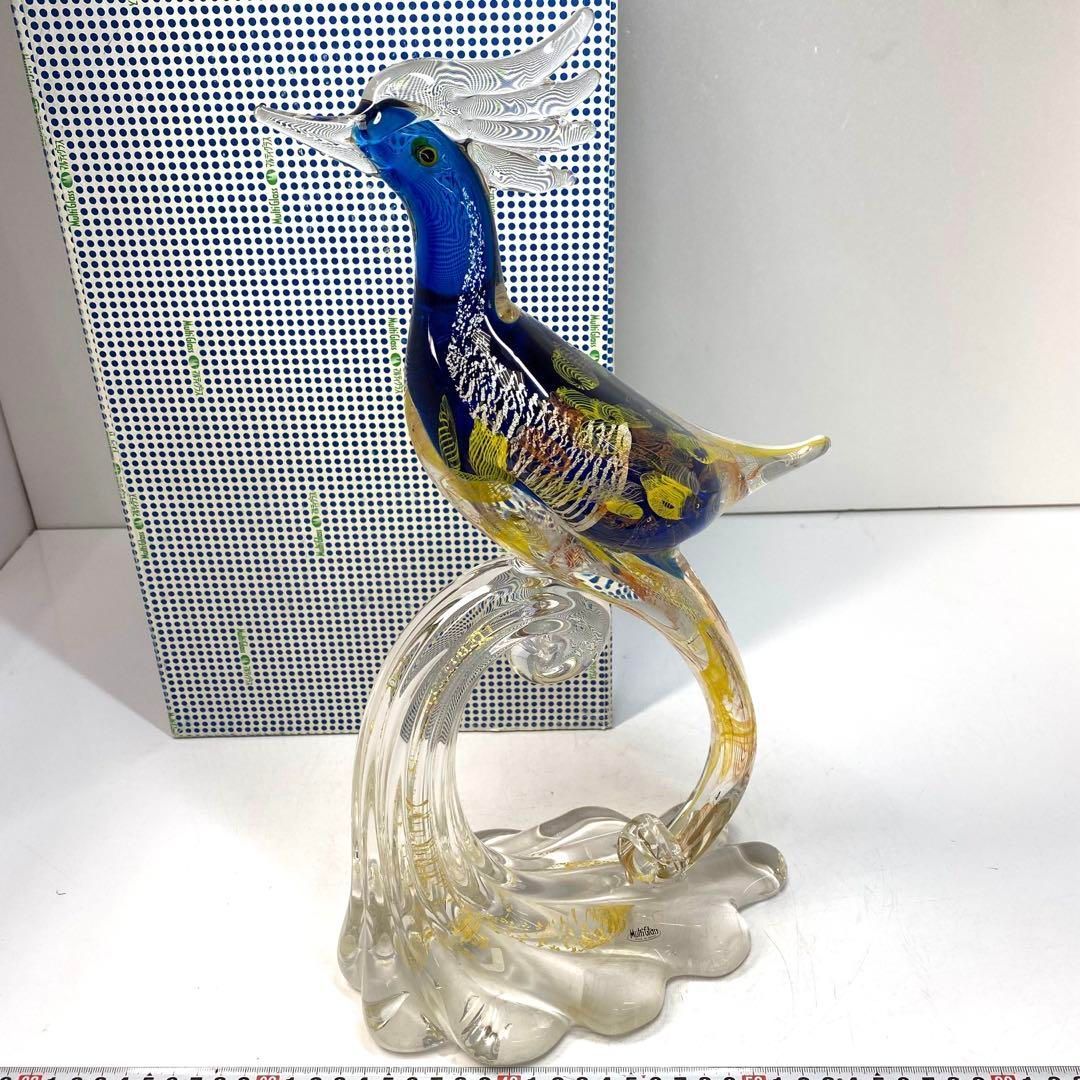 ムラノガラス 特大鳥置 高さ40㎝ 東な6-0527