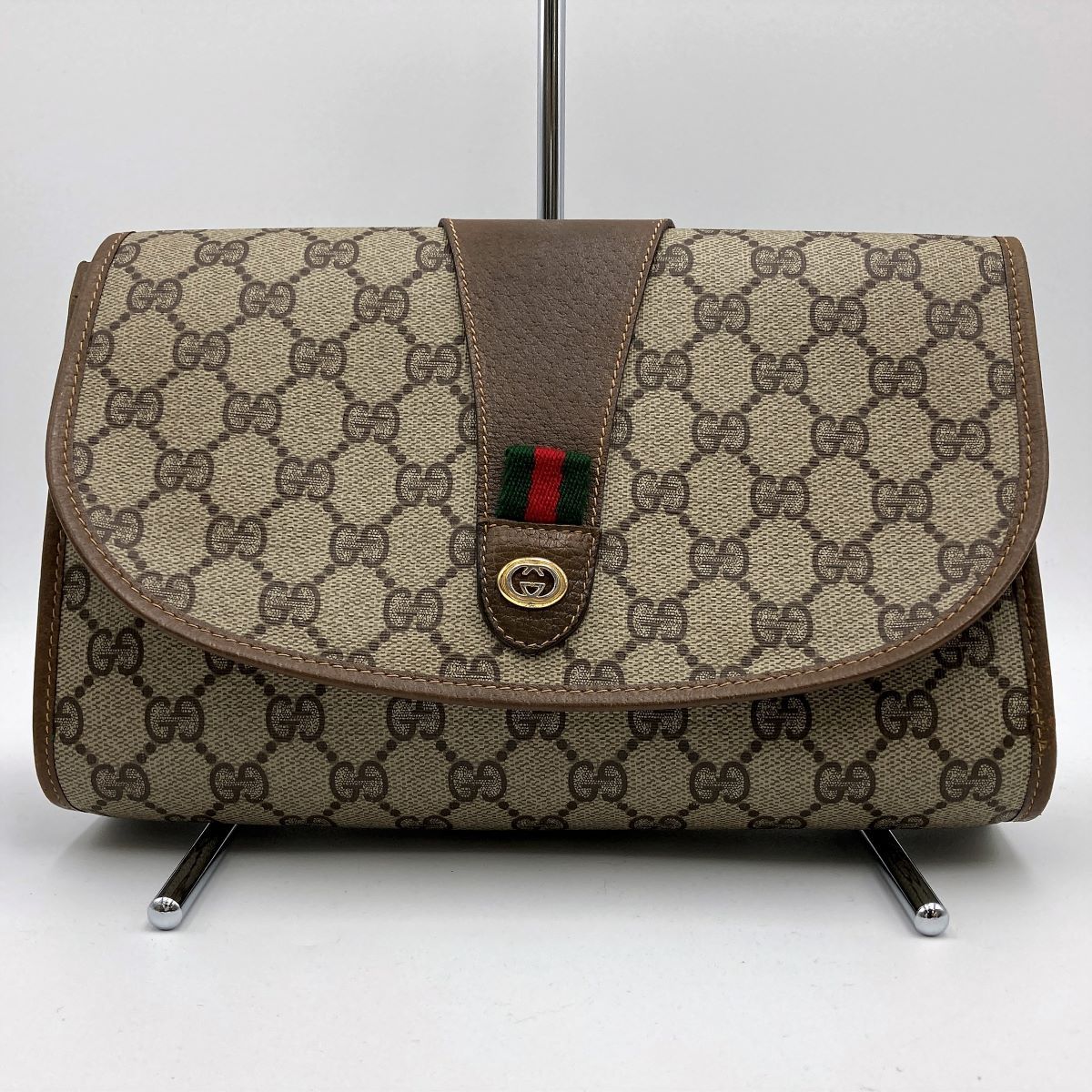グッチ オールドグッチ GGスプリーム シェリーライン クラッチバッグ GUCCI - 本物 グッチ GUCCI オールドグッチ シェリーライン GG