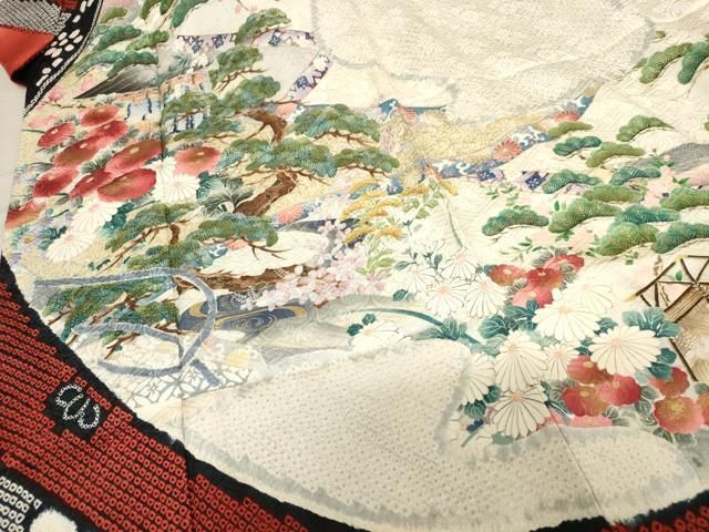 振り袖 南蛮船風景文 手描き 金彩 アンティーク 平和屋着物□豪華振袖 絵巻風景花文 金彩 正絹 逸品 AAAX2119ma