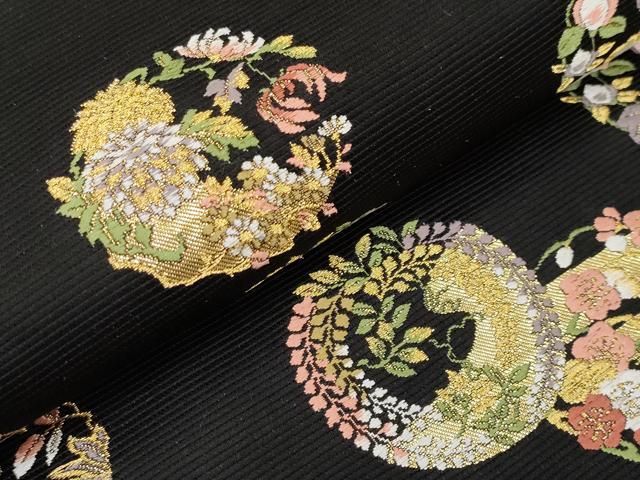 平和屋着物□極上 西陣の老舗 1782年創業 山下織物 六通柄袋帯 唐織 花