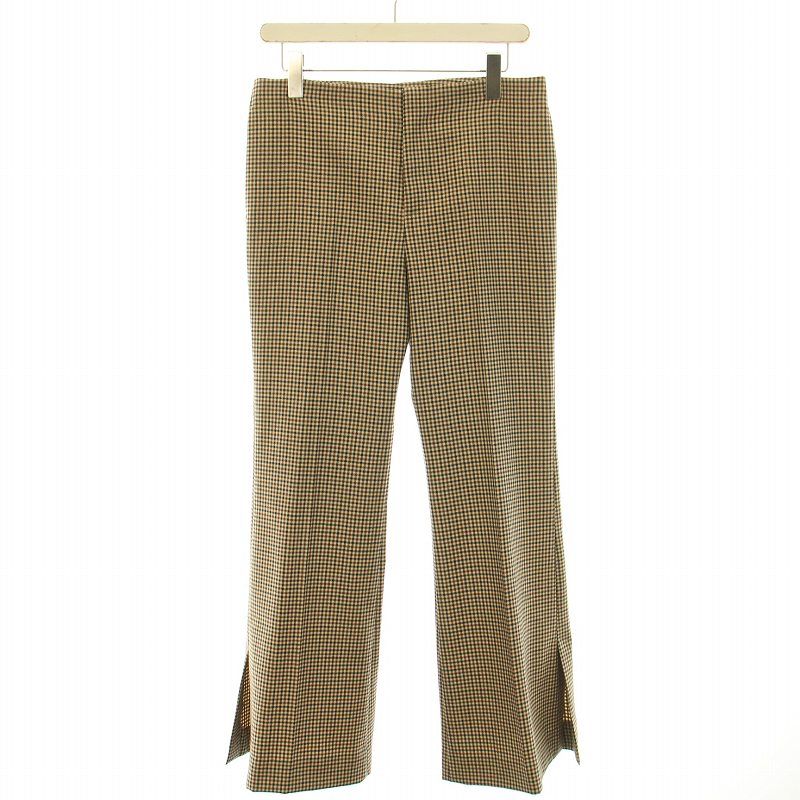 Lisiere L Appartement リジェール アパルトモン MOON フ パンツ スラックス ジップフライ ガンクラブチェック ウール 38 M 茶 ブラウン |BB