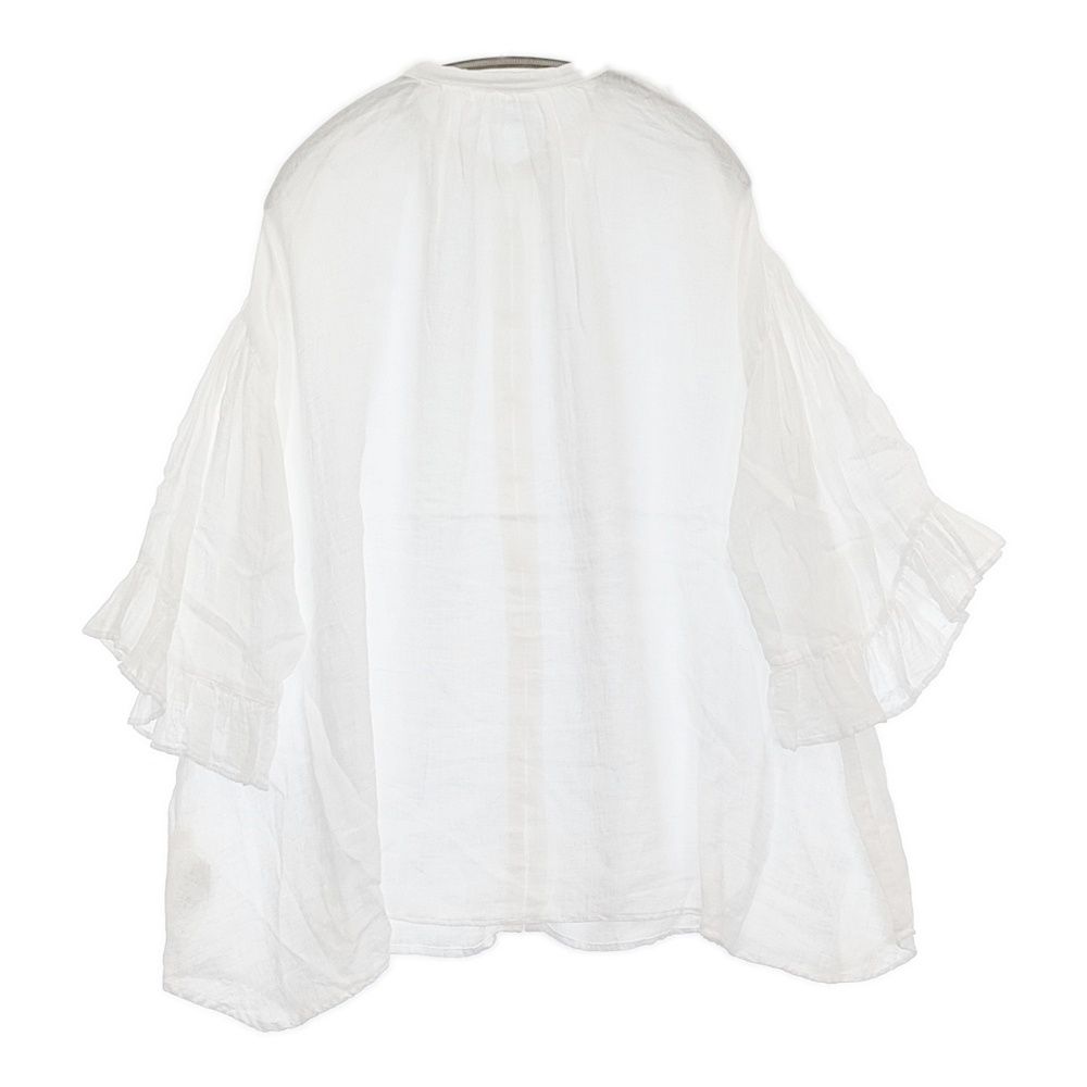 nest Robe リネンガーゼギャザースリーブブラウス 定価27500円 01242-1521 シャツ 24SS ホワイト レディース ネストローブ 5-0902M♪