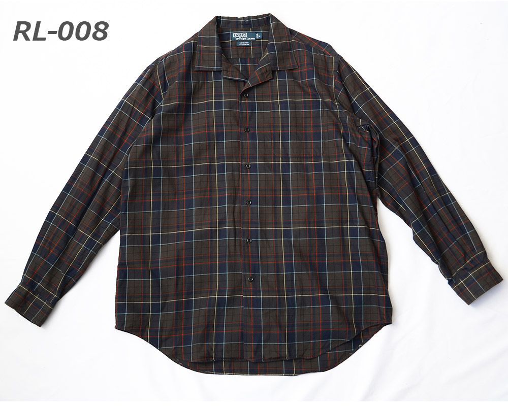 Polo Ralph Lauren ポロ ラルフ ローレン 古着 ラルフ シャツ古着 チェック柄BONNARD|ボナード オープンカラーシャツLサイズrl-008