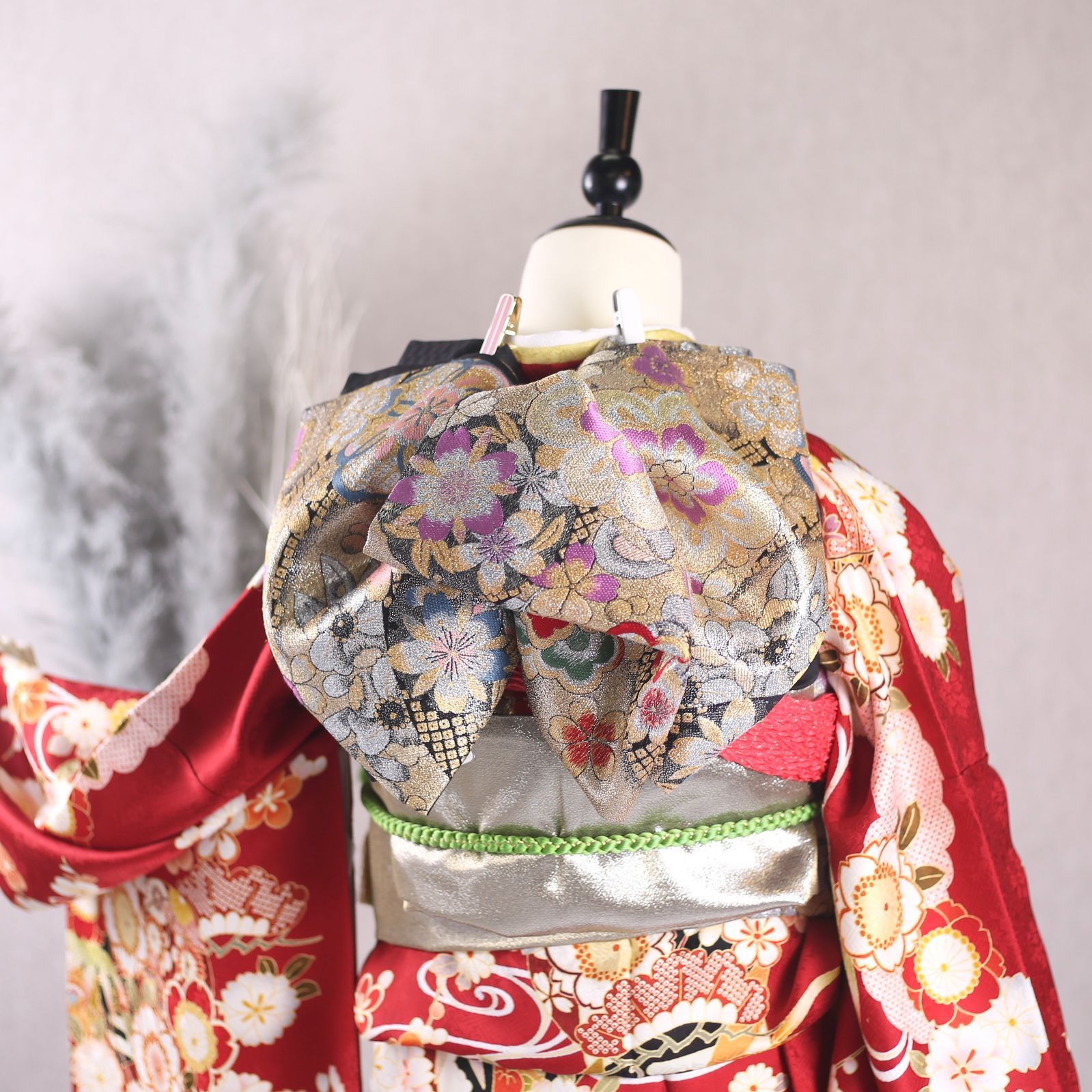 振袖フルセット 振袖セット 振袖 Lサイズ 中古 赤×古典 美品 成人式