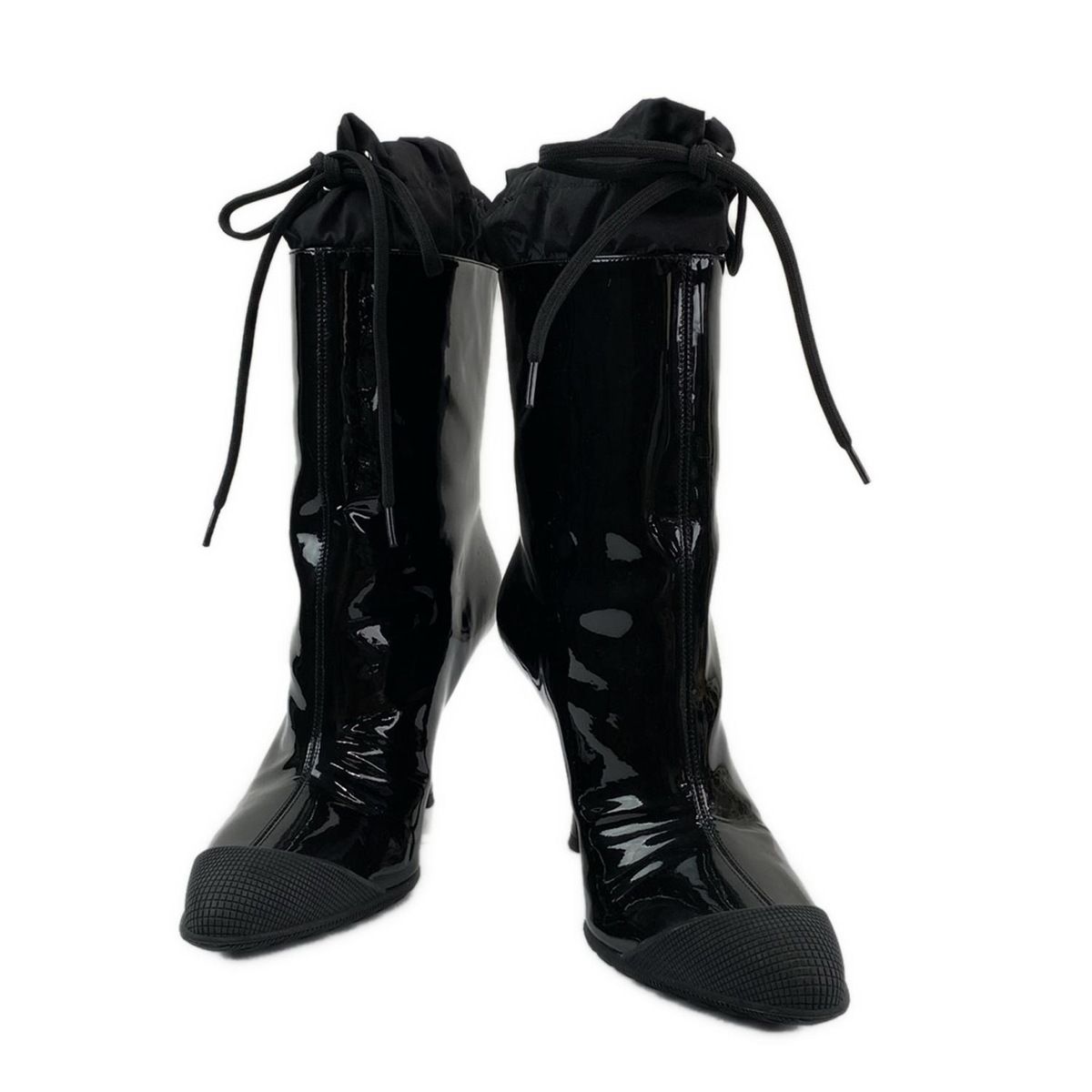 miumiu ミュウミュウ ブーツ 36 1 2 レディース - 黒 レザー