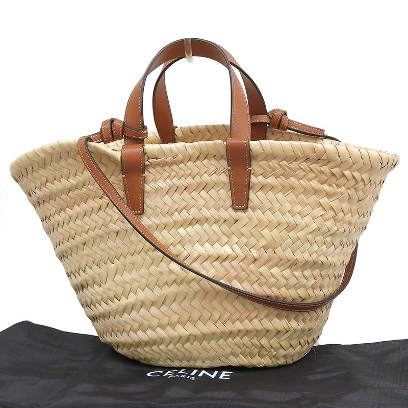 セリーヌ CELINE ティーン クラシック パニエ 2WAYトート かごバッグ ラフィア レザー ナチュラル タン 113832EFA.04LU 新入荷 OB2649