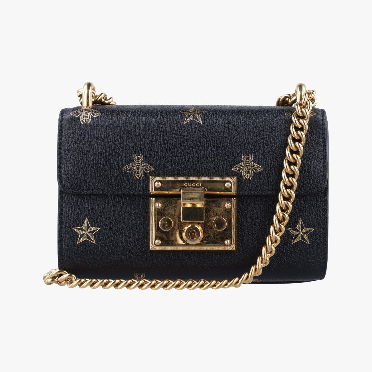 グッチGucciパドロック ブラック×ゴールド レザー 432182 H027656559