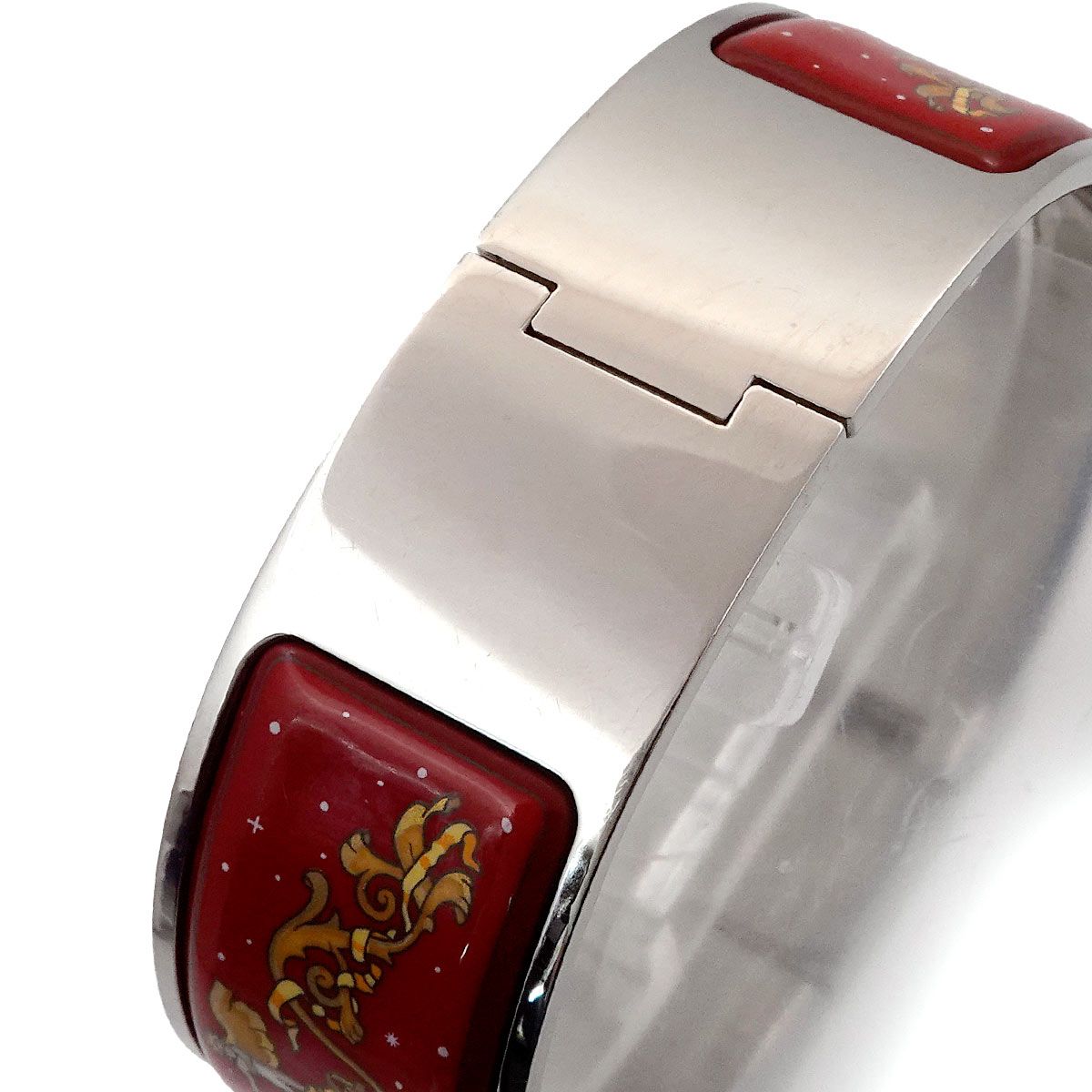 エルメス HERMES ロケ L01 210 バングル ウォッチ ヴィンテージ レディース 腕時計 ウッド シルバー 文字盤 クォーツ Loquet 90179513 エルメス HERMES ロケ L01.210 バングルウォッチ シルバー