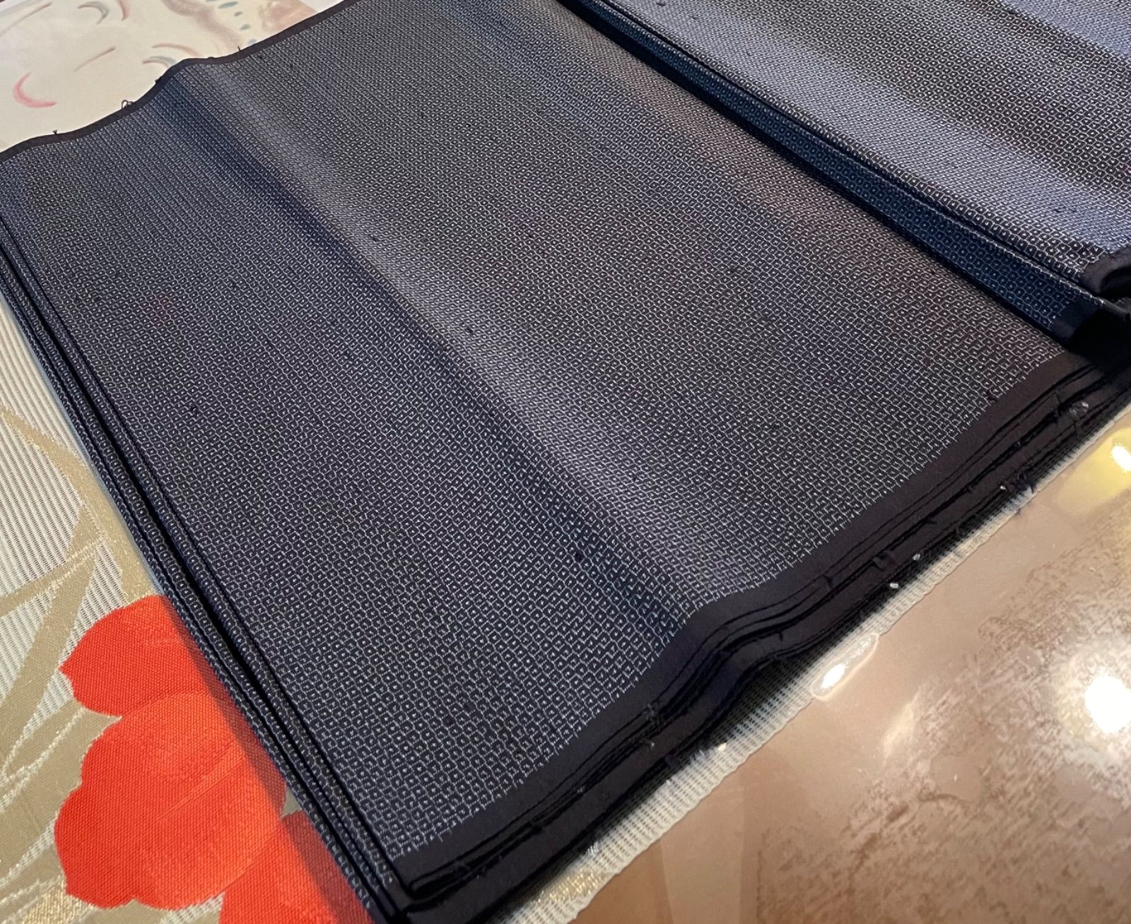 正絹 男性用 結び大島紬 反物 胴裏付き