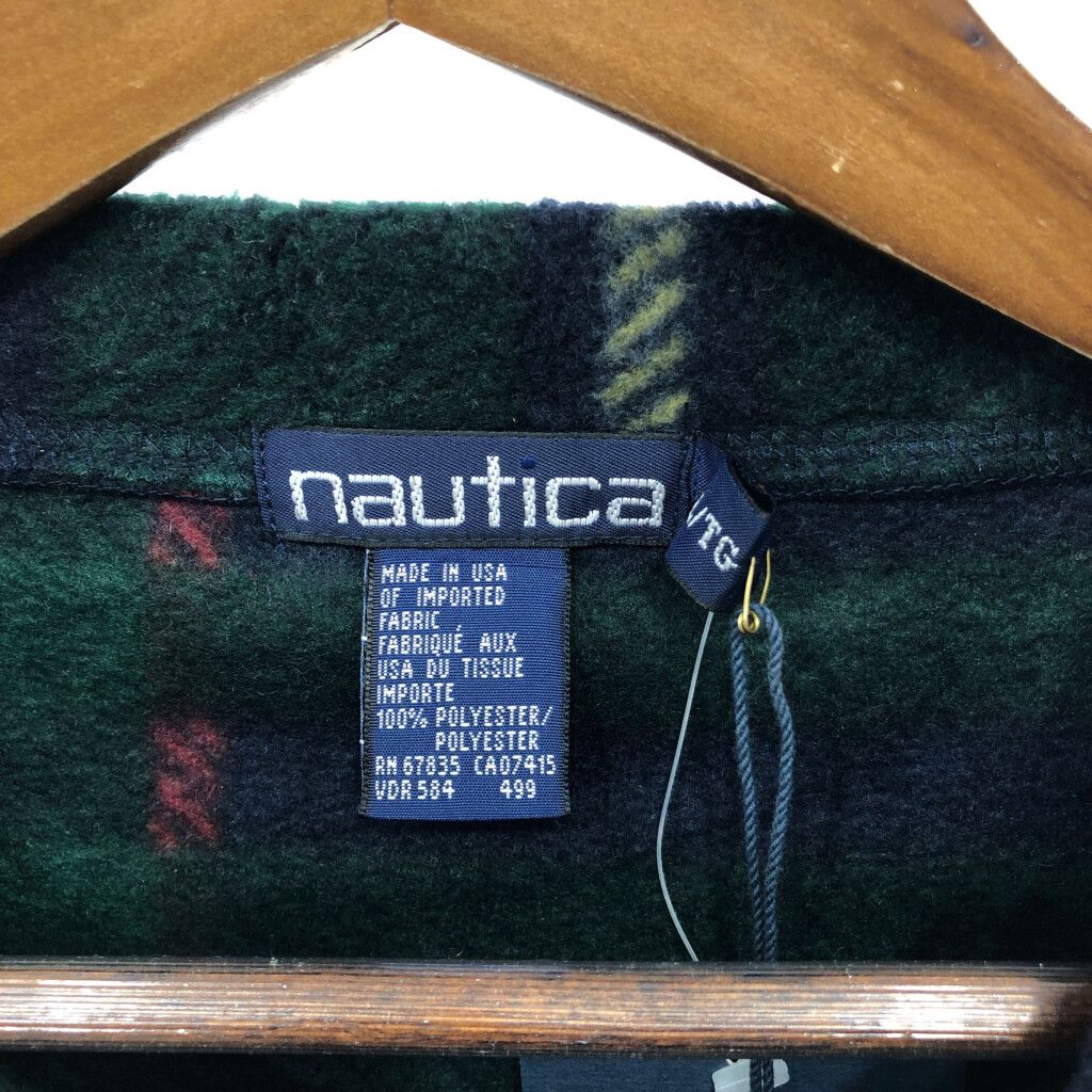 デッドストック 90年代 NAUTICA ノーティカ フリース スウェット タータンチェック グリーン (メンズ XL) 中古 古着 Q9846