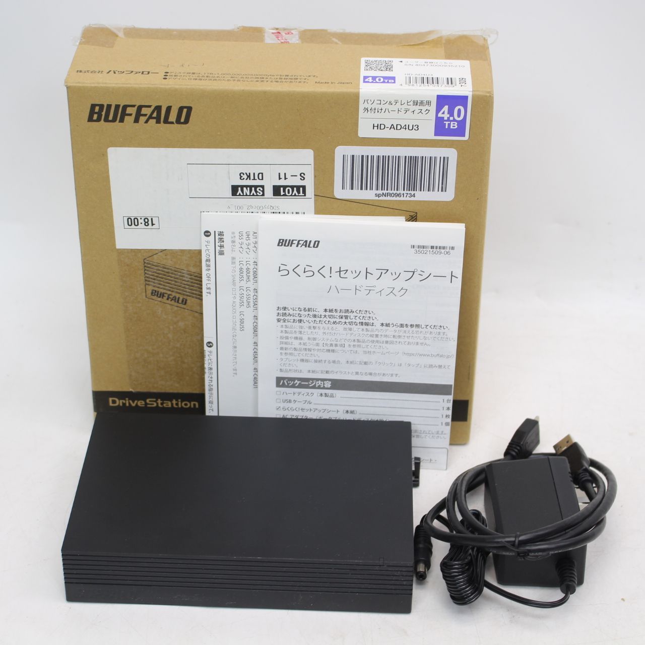 081 ♥に近い BUFFALO 外付けハードディスク4TB HD-AD4U3