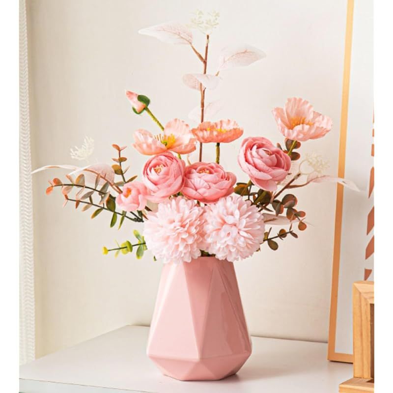 花瓶 陶器花瓶 花瓶ピンク花瓶セラミックフラワーベース KuFuccj