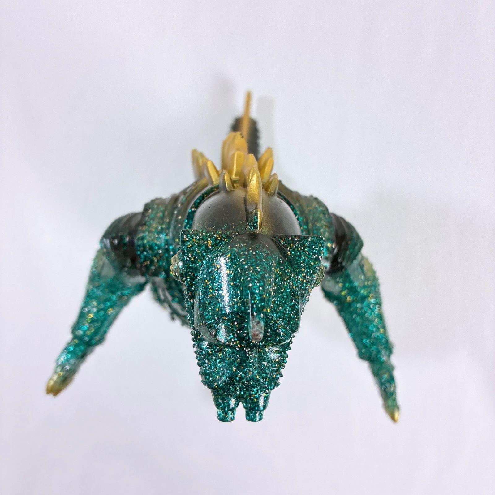 ⭐︎レア⭐︎ 星形の目⭐︎フトアゴン　クリスマスカラー　グリーン　銀ラメ　ソフビ マルサン メカゴジラ 350 グリーンギガラメ・イエロー目 Glitter