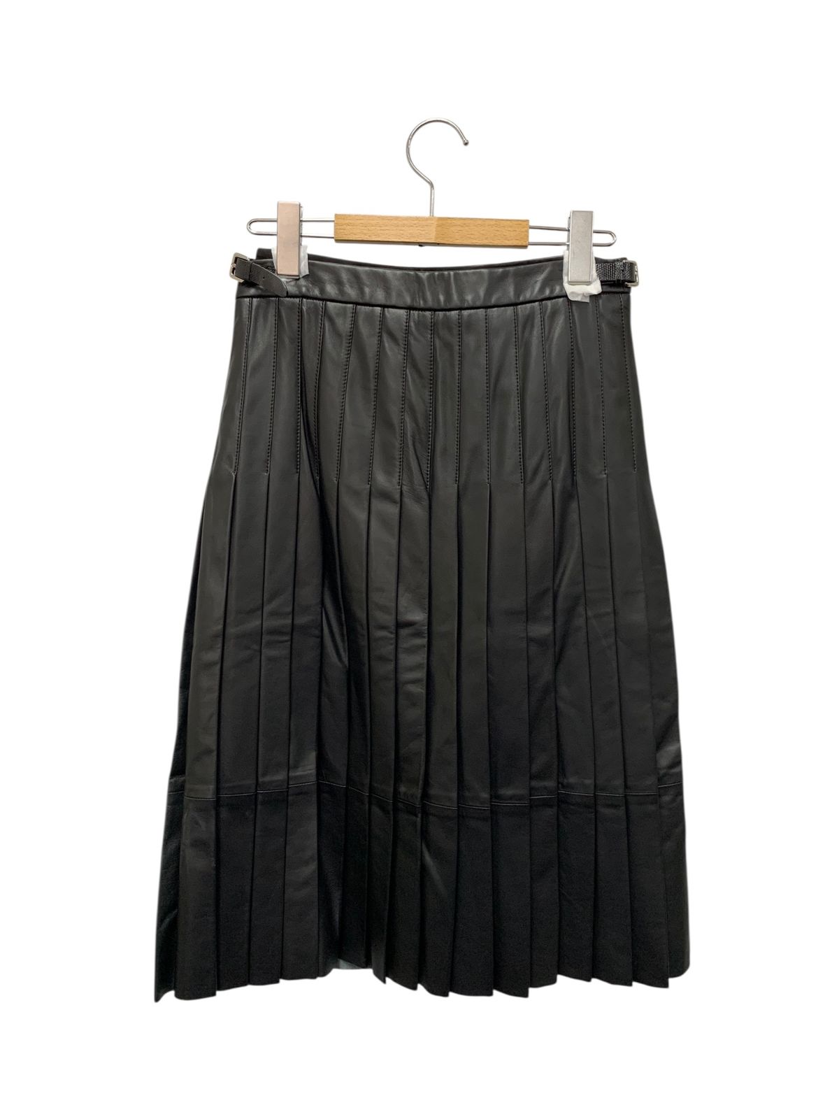 ロエベ 17108410000 スカート 34 ブラック ラムレザー プリーツ 蛇  