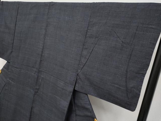  上 男性 本場結城紬 重要無形文化財 120亀甲 総詰め 濃紺地 s 5 着物 着物 浴衣