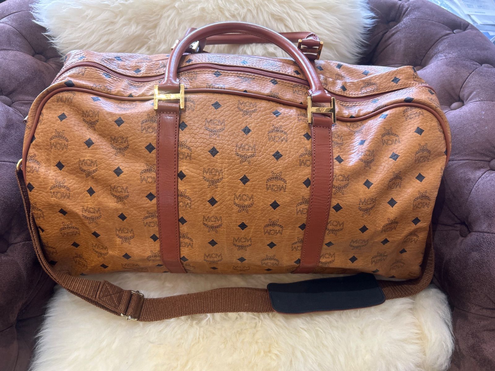 MCM ボストンバッグ ブラウンレザー MCM ボストンバッグ ブラウン レザー