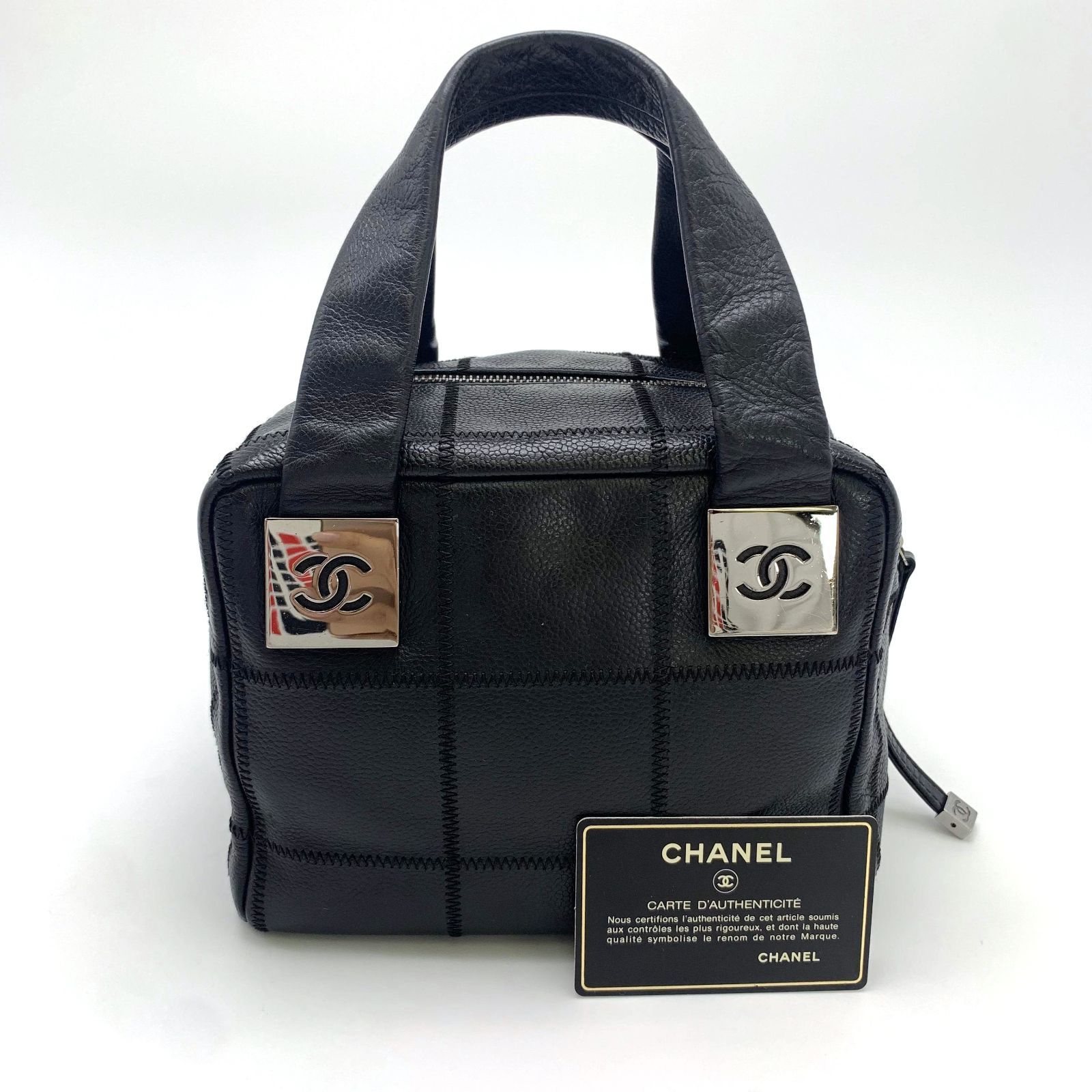 CHANEL シャネル チョコバー ミニボストンバッグ ソフトキャビアスキン 