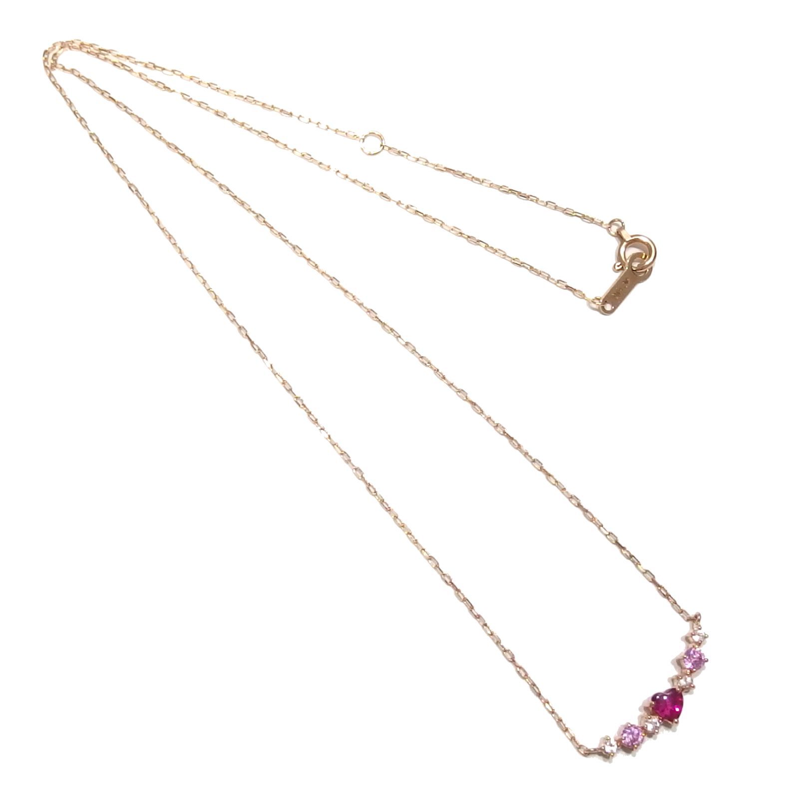 美品　ヨンドシー　ゴールドチェーン 赤いストーン ネックレス　アクセサリー　ロゴ K10ピンクゴールド ネックレス | 111816123103 | 【公式】4