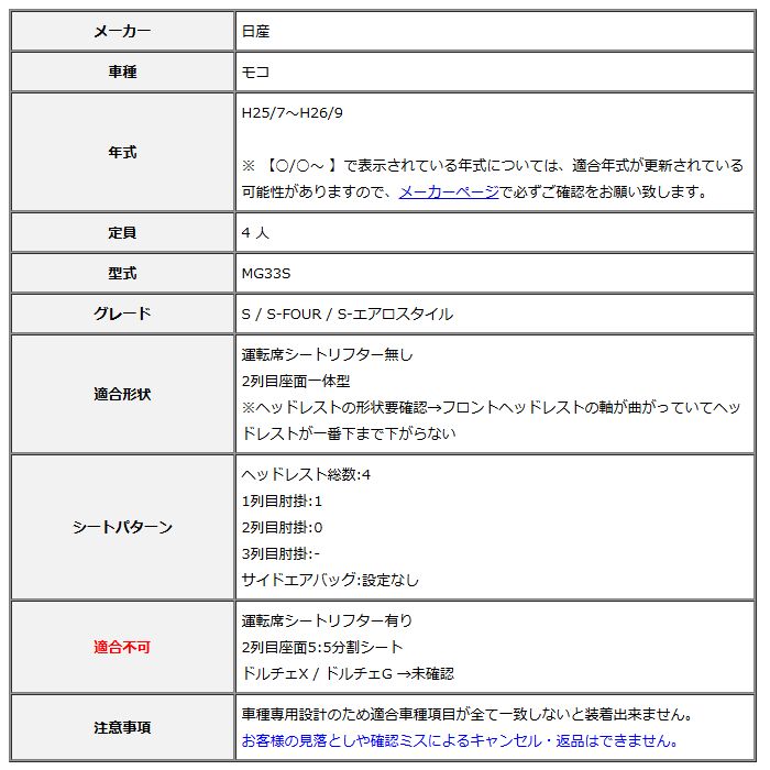 Clazzio クラッツィオ シートカバー ストリームステッチ モコ MG33S H25|7～H26|9 ES-6006
