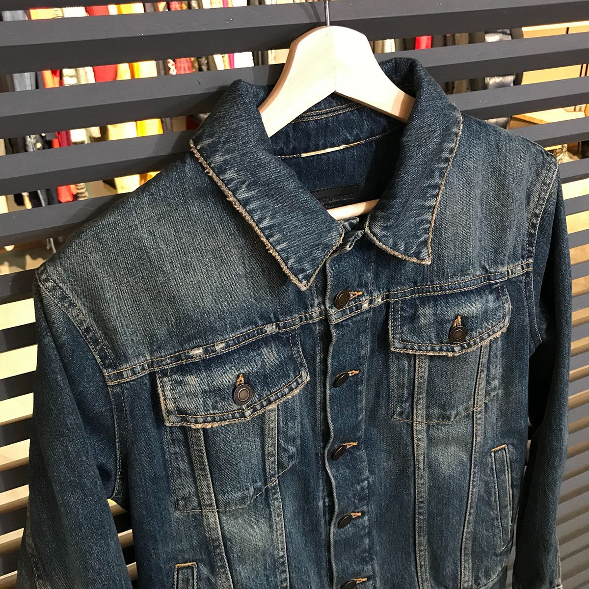 SAINT LAURENT インディゴデニムジャケット SAINT LAURENT(サンローラン) 13AW leather sleeve denim jacket