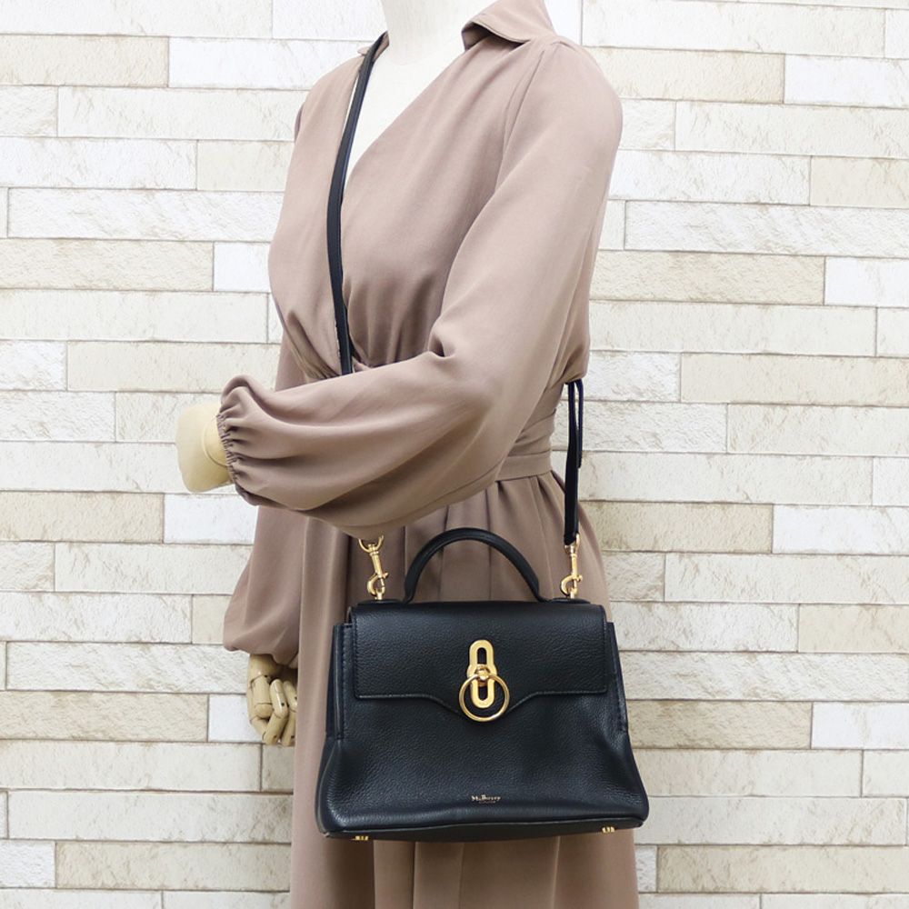 マルベリー シートン ショルダーバッグ レザー ブラック