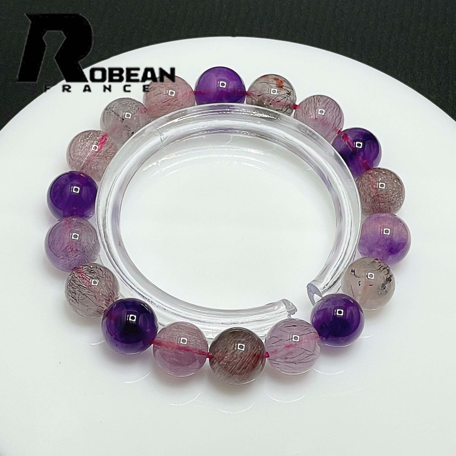 在庫切れ 上品 EU製 定価5万円ROBEAN・スーパーセブンパワーストーン ブレスレット 天然石 原石 綺麗 お守り プレゼント ギフト 貴重 10.3-10.7mm 1001G396
