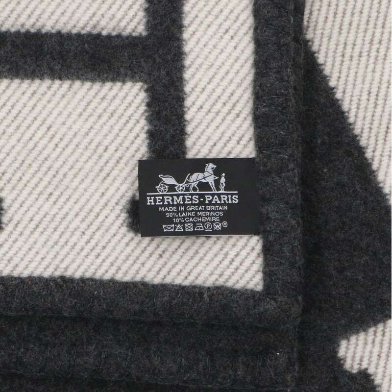 エルメス プレード アヴァロン Hロゴ ウール カシミヤブランケット  