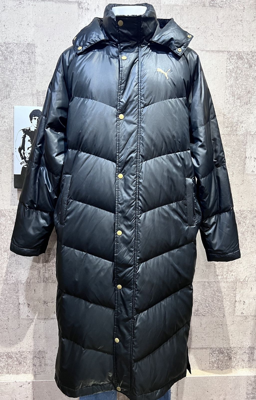 プーマ ダウン ベンチコート ブラック/ゴールド L メンズ PUMA ロング
