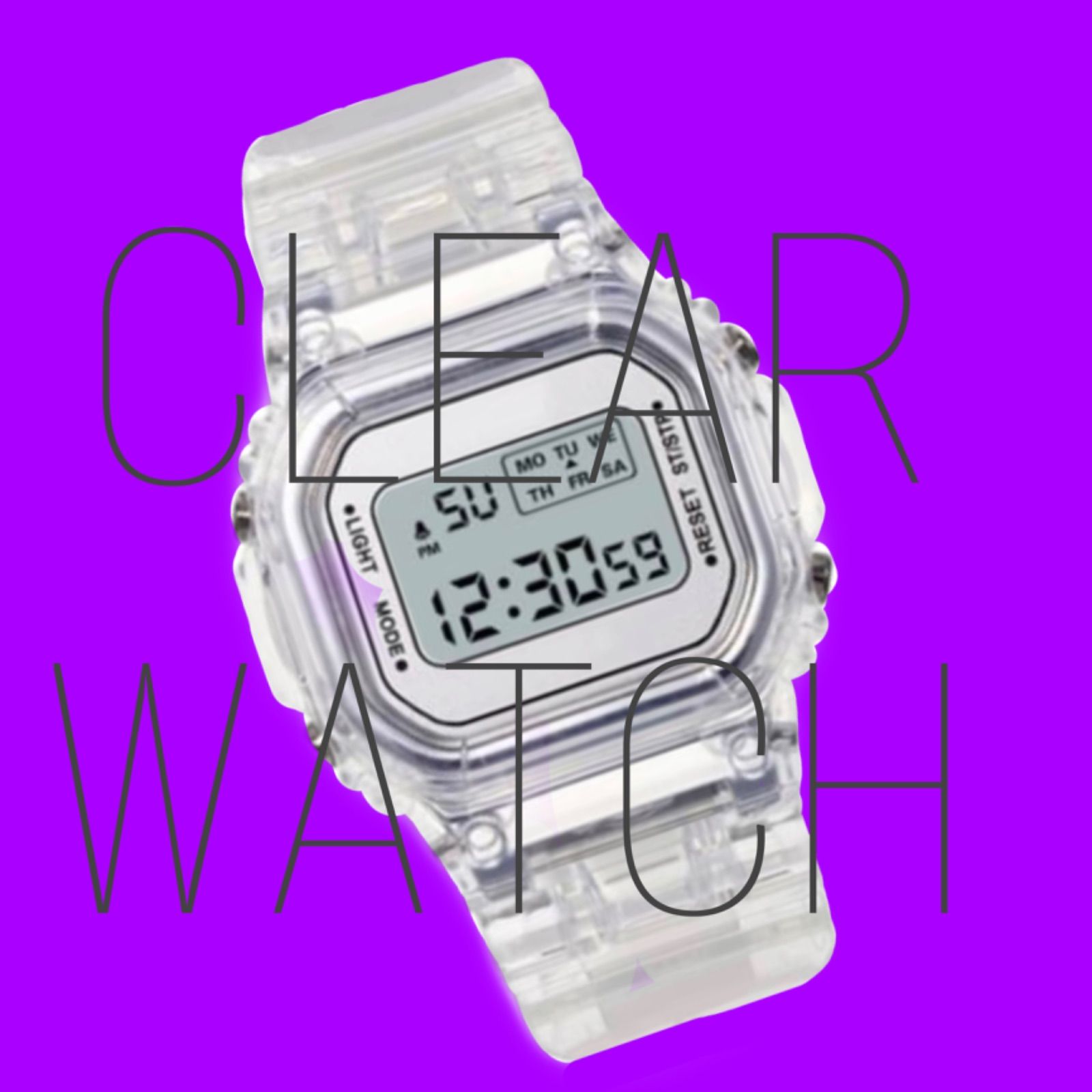 豪華な デジタル 腕時計 白スケルトン クリア ホワイト 透明 韓国 オルチャン