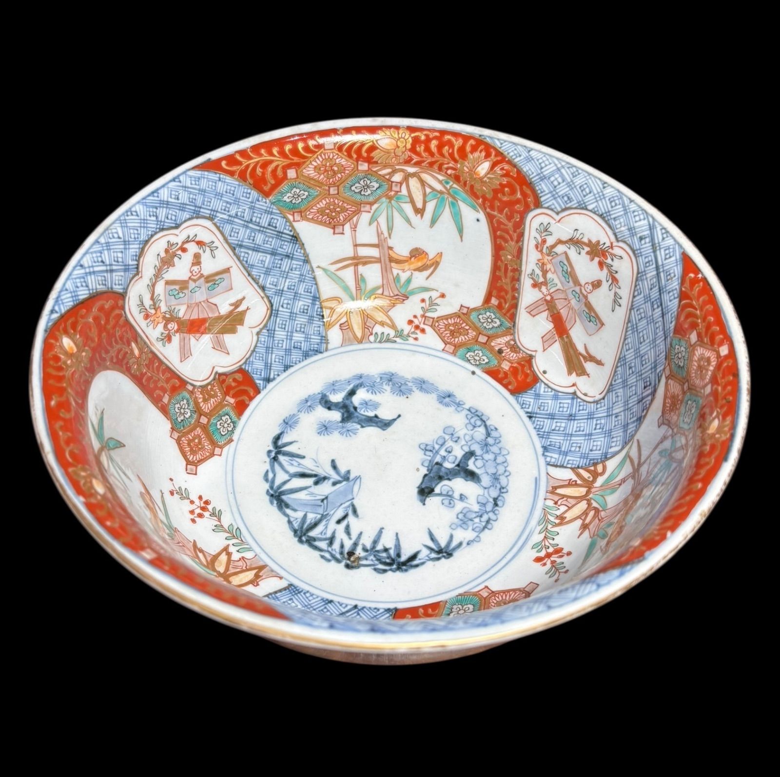 古伊万里 深鉢 骨董 時代鉢 大皿 手描き 大鉢 伊万里焼 色絵 鳳凰