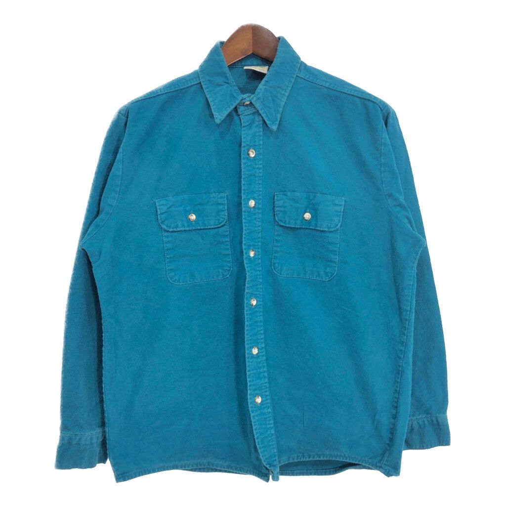 90年代 FIVE BROTHER ファイブブラザー シャモア 長袖シャツ グリーン (メンズ L) 中古 古着 T0103