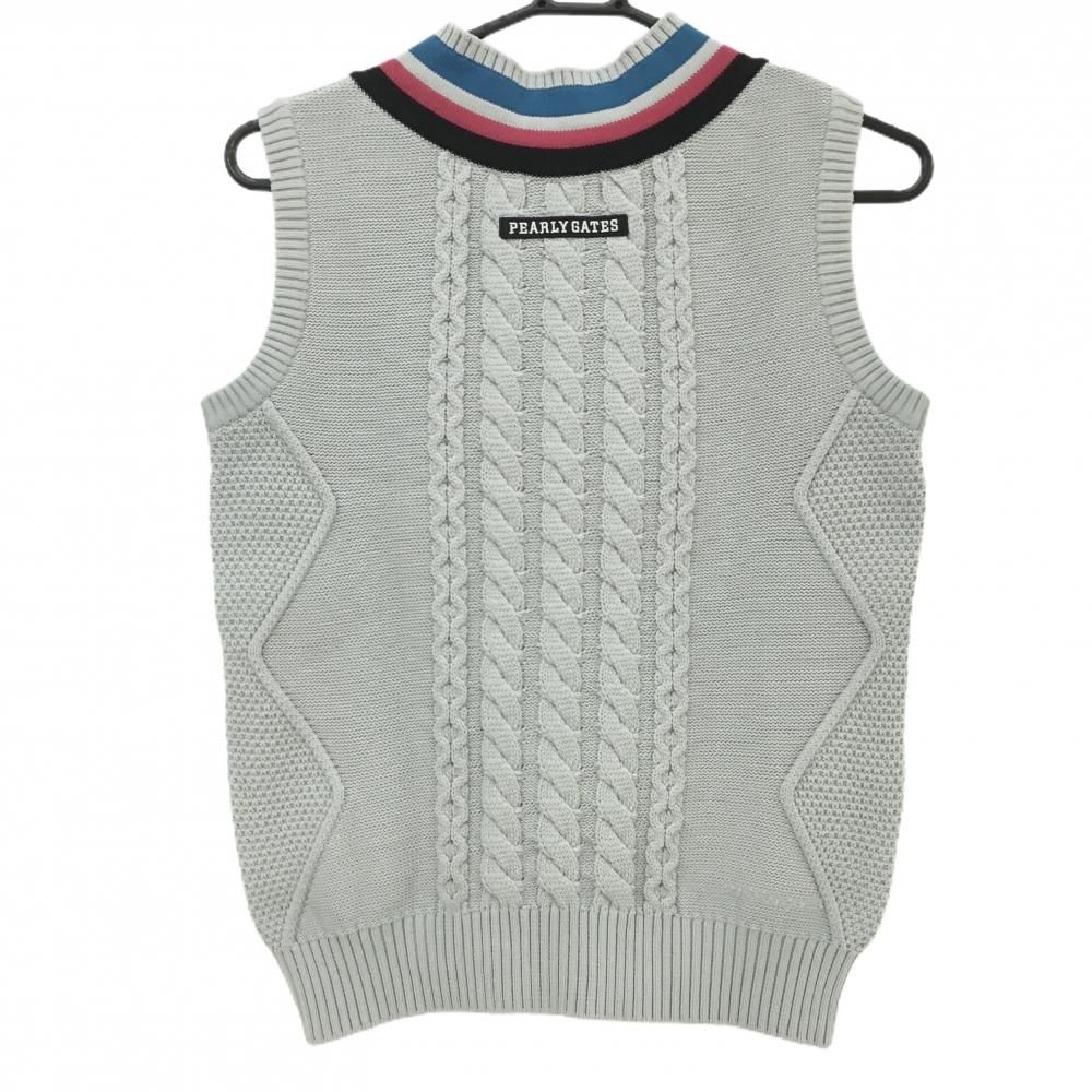 PEARLY GATES パーリーゲイツ ケーブル編みニットベスト ネイビー系 4 [240001197645]【中古】メンズ PEARLY GATES パーリーゲイツ Vネックニットベスト ケーブル編み