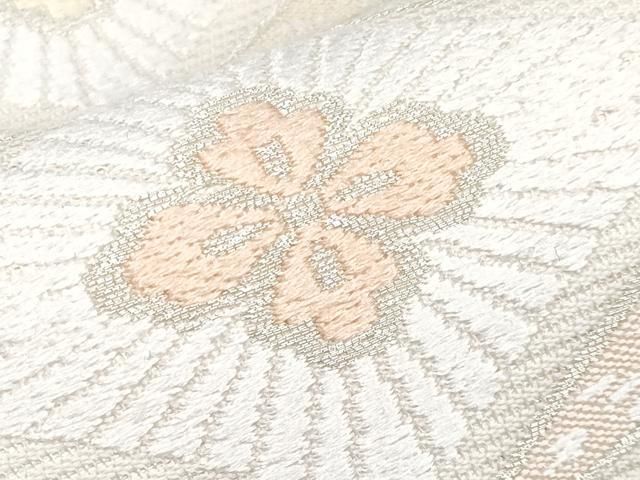 平和屋本店□極上 夏物 六通柄袋帯 唐織 七宝花菱文 銀糸 逸品  