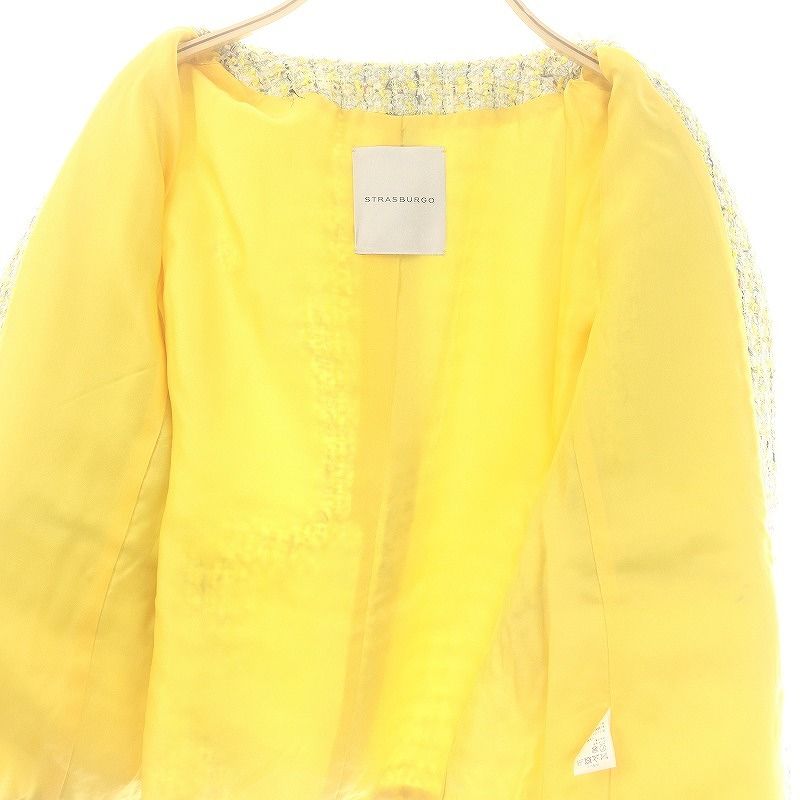 ストラスブルゴ STRASBURGO ツイード ジップジャケット ノーカラー  