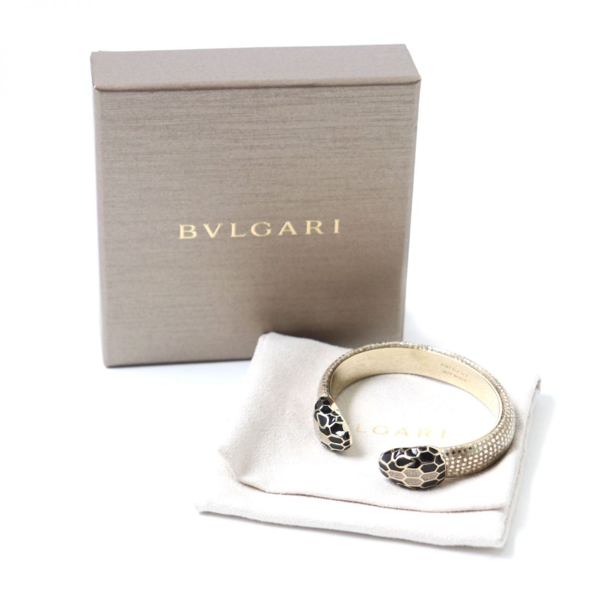 値下げ‼️BVLGARI (ブルガリ) レザー メタリック バングル ブレスレット 中古・古着通販】BVLGARI (ブルガリ) レザー切替バングル