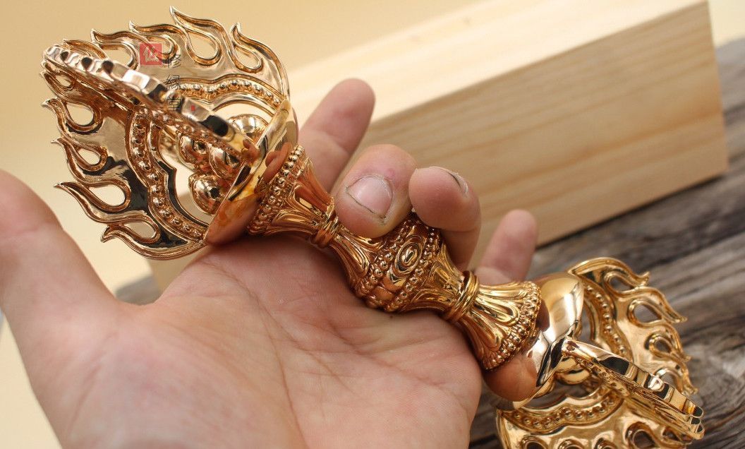 修縁堂】密教法器 宝珠金鋼杵 仏教法具 真鍮製 vajra 22CM