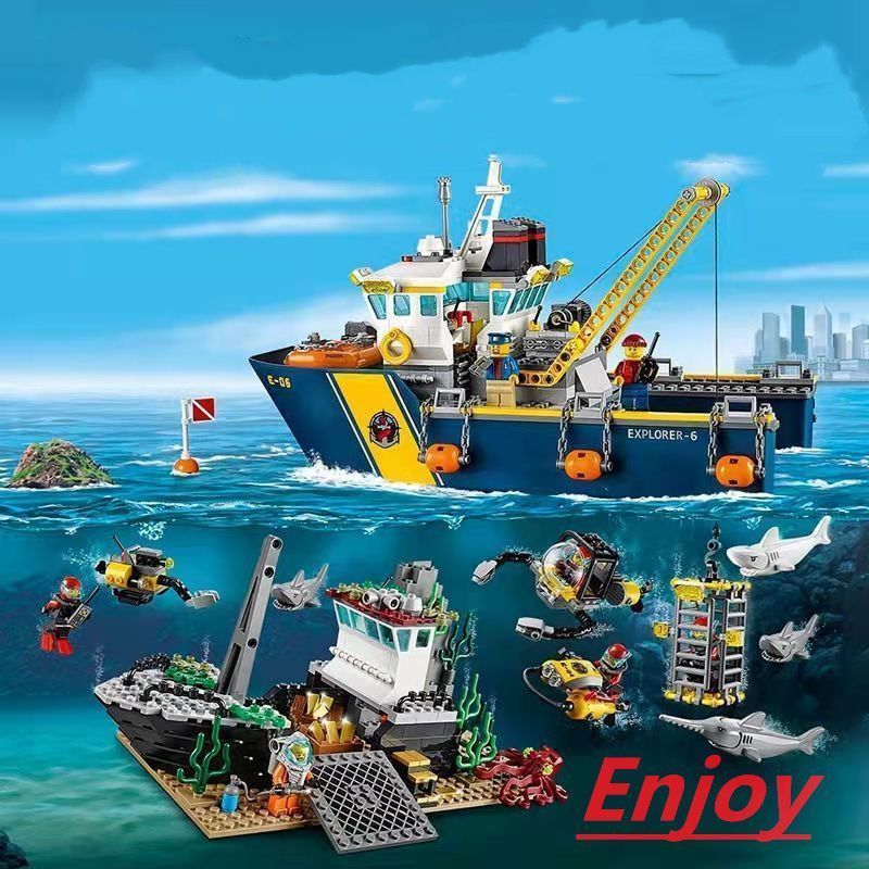 LEGO レゴ互換品 探査船 ブロック 深海探検 717PCS 小さな粒状 知育玩具 おもちゃ 男の子 女の子 子供 組み立て 学習玩具 クリスマス プレゼント 入学 お祝い