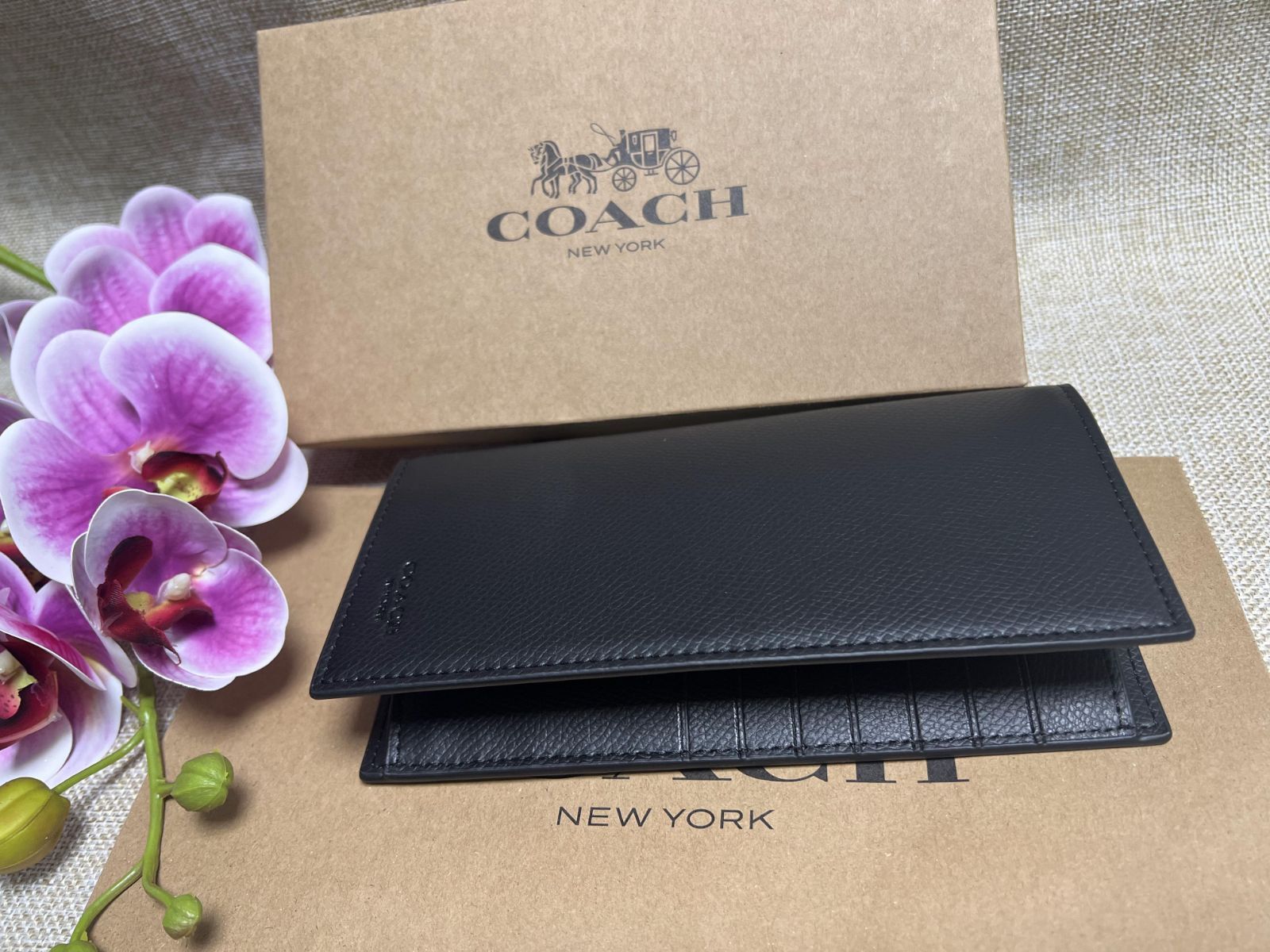 コーチ COACH 二つ折り長財布 ブランド メンズ ロングウォレット 黒 ...