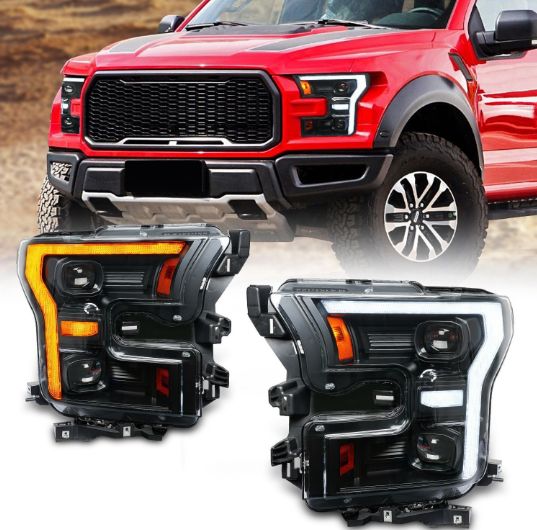 15-20年式 Ford F150 LED大灯総成 黄白切替 日行灯 PC ABS