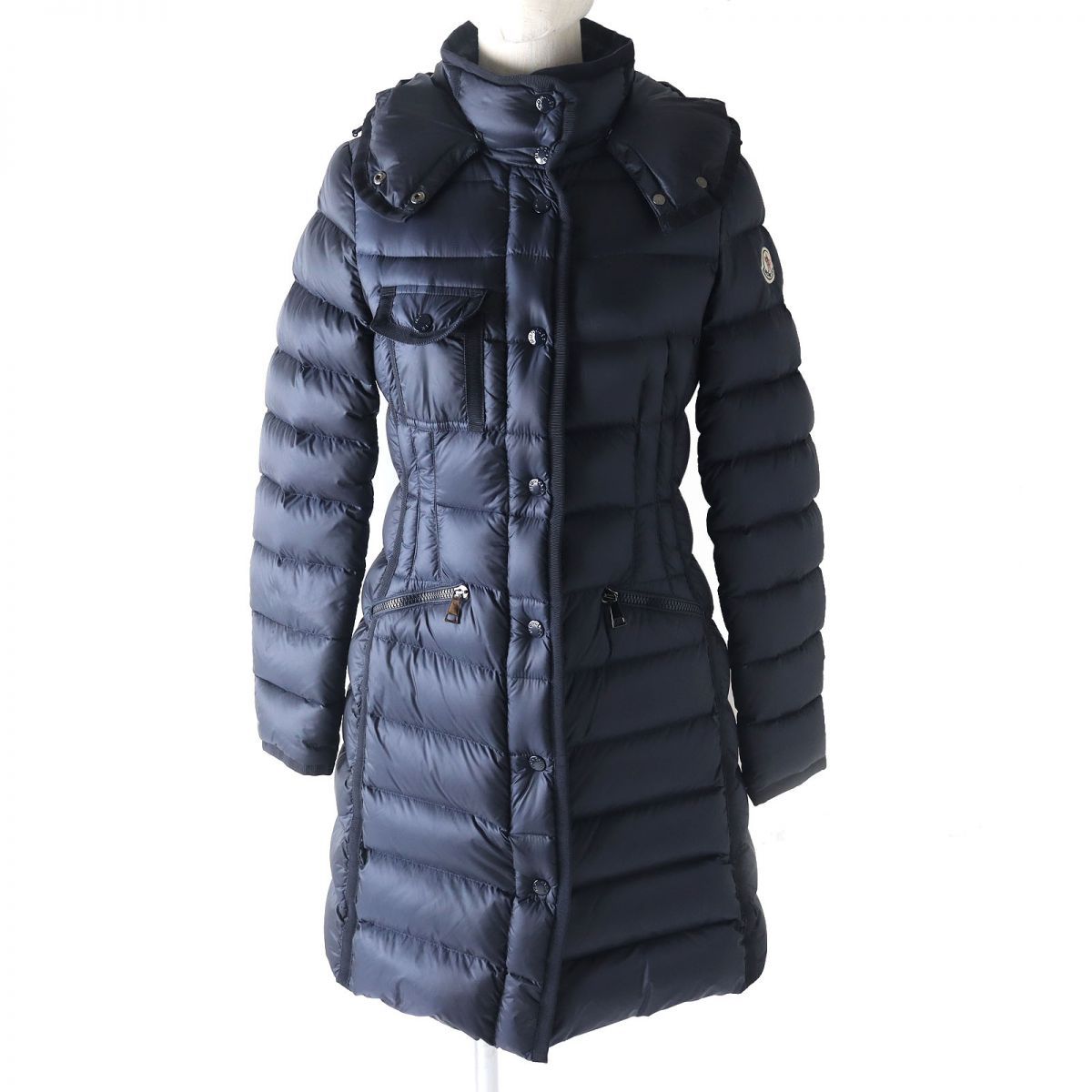 美品★モンクレール・HERMINE ワッペン フード付 ダウンコート(00) 良品◇北川景子愛用♪ モンクレール 国内正規品 15年 HERMINE