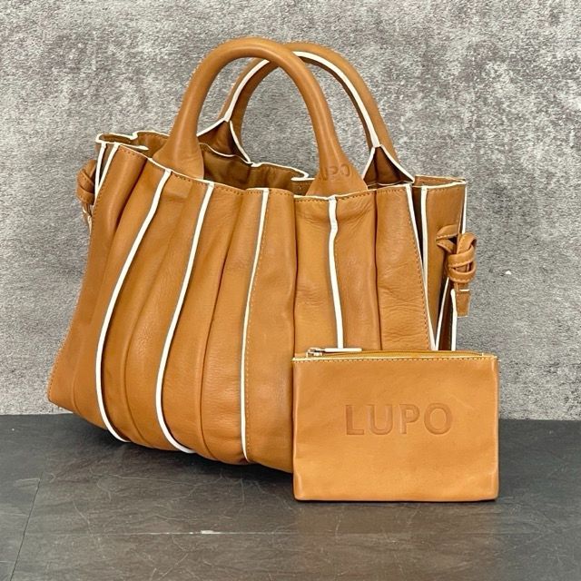 【極美品】LUPO　ルポ　レザーバッグ　トートバッグ LUPO ルポ ポーチ付き レザー ハンド バッグ 茶 □□ ☆ iha6 LUPO