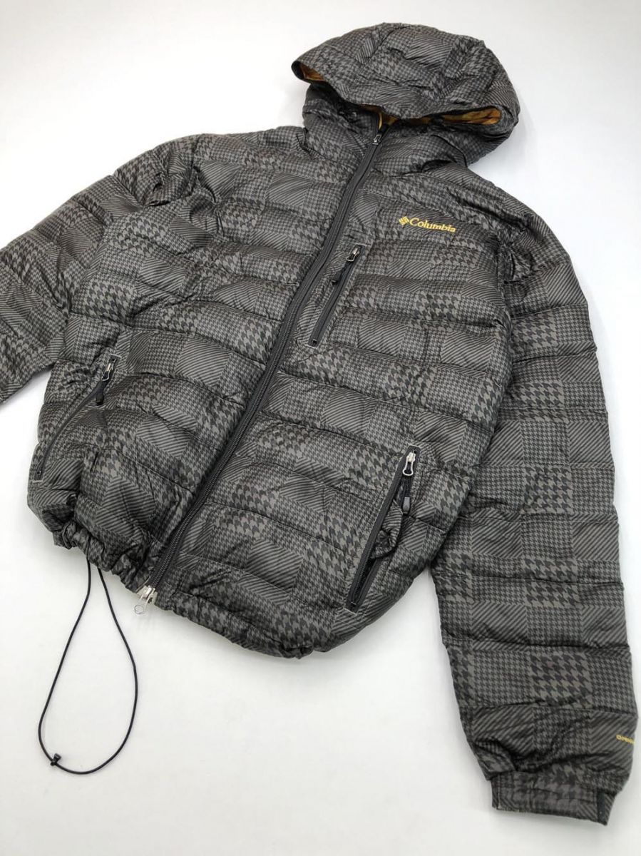 Columbia コロンビア 千鳥柄 ダウン ジャケット sizeM/グレー メンズ