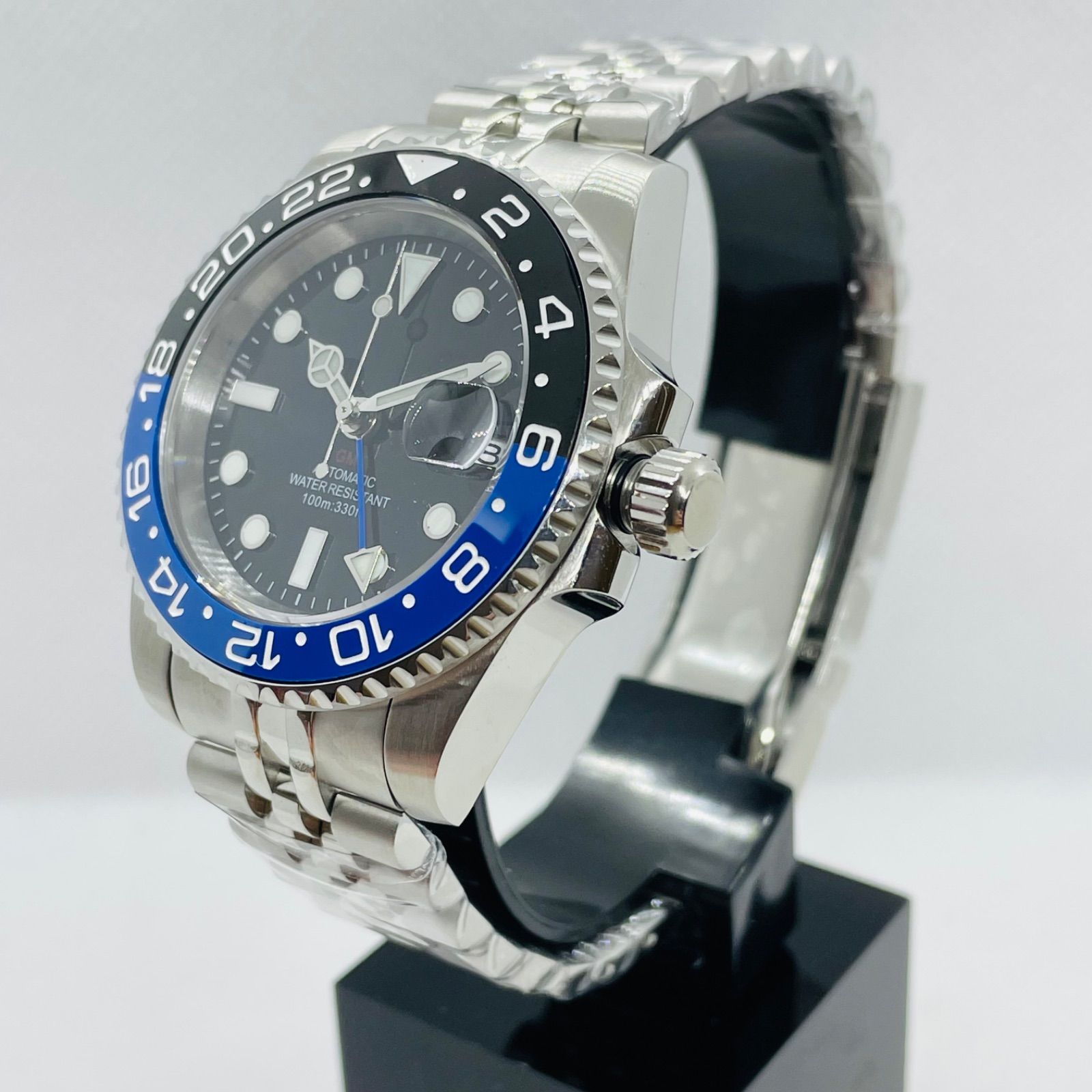 NH34搭載　MODカスタム オマージュ GMT 腕時計　バットマンフルカスタム 新品 ノーロゴ バット オマージュ MOD NH34 自動巻 カスタム