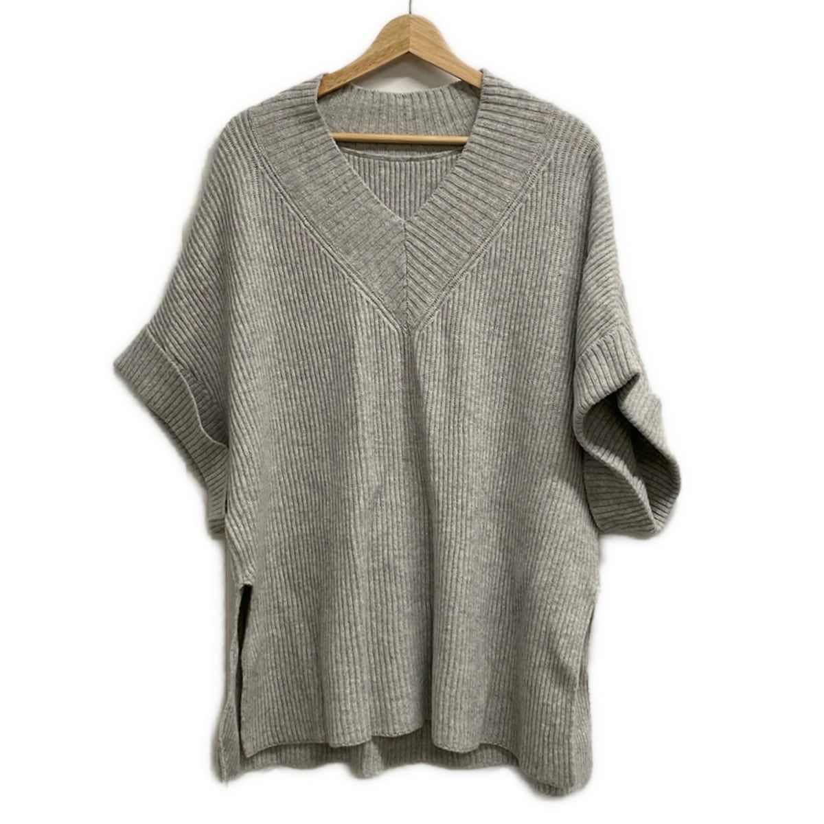 leilian - Leilian(レリアン) 七分袖セーター サイズ13 L レディース - グレー Vネック Leilian(レリアン) 七分袖セーター サイズ13 L レディース