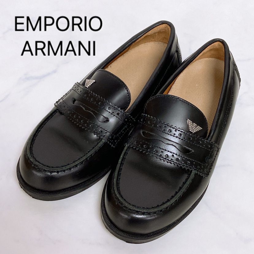 EMPORIO ARMANI ﾌｫｰﾏﾙ靴 ﾌｫｰﾏﾙｼｭｰｽﾞ 革靴 黒 35 (60076) - 靴（ジュニア）