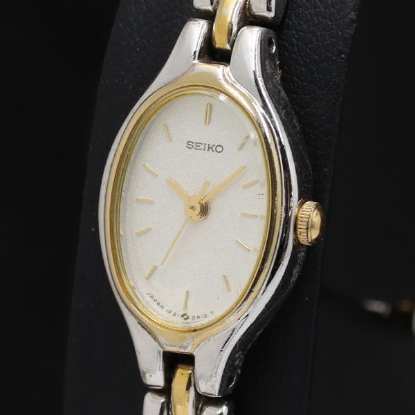 セイコー 1F21-5A00 オーバル QZ シルバー文字盤 レディース腕時計 TKD
