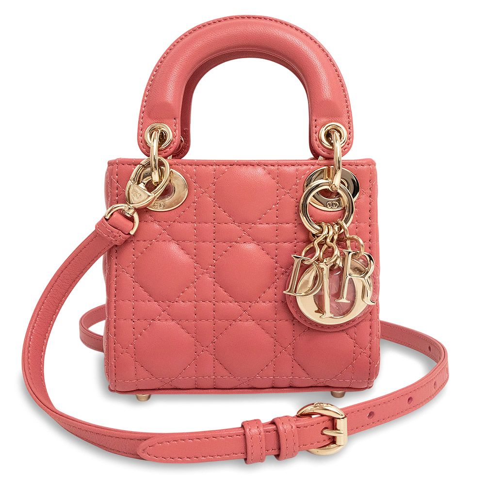ディオール LADY DIOR ハンドバッグ ピンク ラムスキン DIOR | Lady Dior My ABCDior バッグ スモール カナージュ